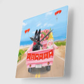 Valentijnsdag Truck Hearts van Shepherd Dog Vierkante Klok (Hoek)