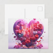 Valentijnsdag True Heart Love briefkaart voor haar (Voorkant / Achterkant)