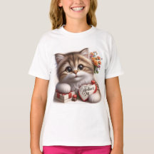 Valentijnsdag tshirt met een poes