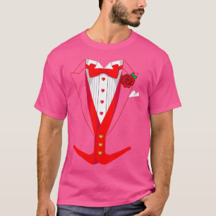 Valentijnsdag Tuedo Red Bow Stropdas Funny Outfit T-shirt