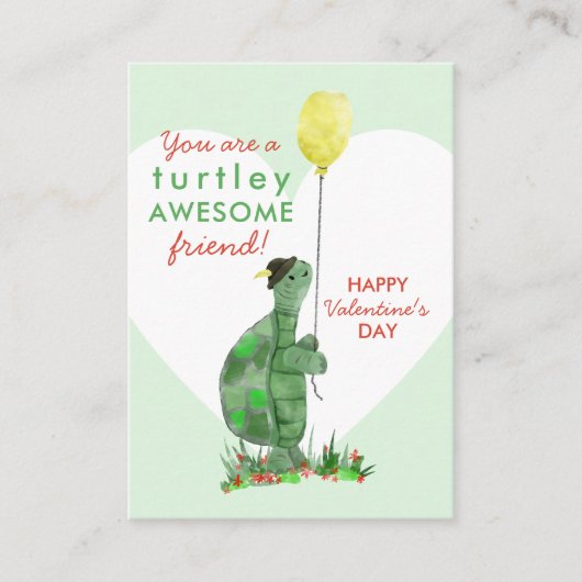 Valentijnsdag Turtle Classroom Kaart Pack Contactkaartje (Voorkant)