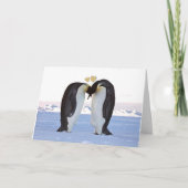 Valentijnsdag, twee pinguïns in liefde, harten feestdagen kaart (Voorkant)