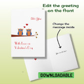 Valentijnsdag twee schattige blauwe uiluiken Vakan Feestdagen Kaart