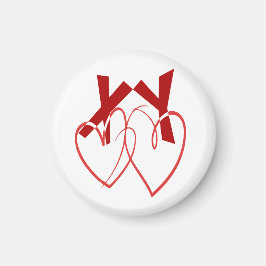 Valentijnsdag twee schattige rode harten liefde magneet