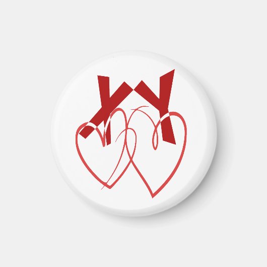 Valentijnsdag twee schattige rode harten liefde magneet (Voorkant)