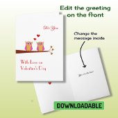 Valentijnsdag twee schattige roze uiluil Vakantiev Feestdagen Kaart