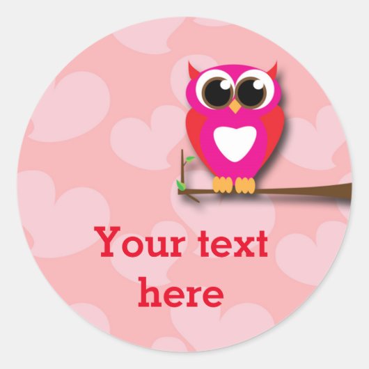 Valentijnsdag Uil Liefde Verjaardagsfeestje Sticke Ronde Sticker (Voorkant)