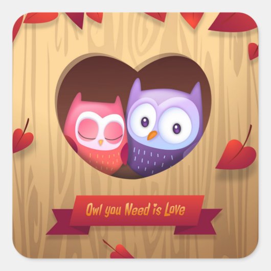 Valentijnsdag Uil Sticker (Voorkant)