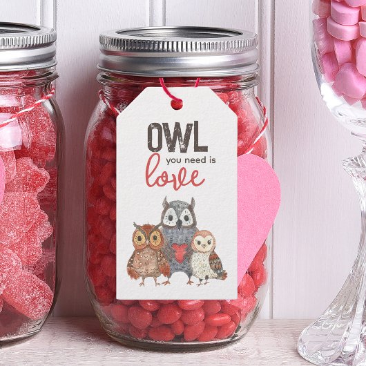Valentijnsdag Uilen Cute Cadeaubijschriften Cadeaulabel
