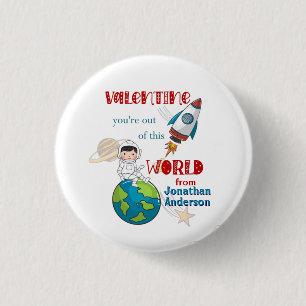 Valentijnsdag uit deze wereld ronde button 3,2 cm