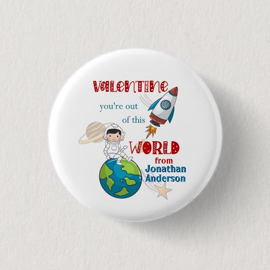 Valentijnsdag uit deze wereld ronde button 3,2 cm (Voorkant)