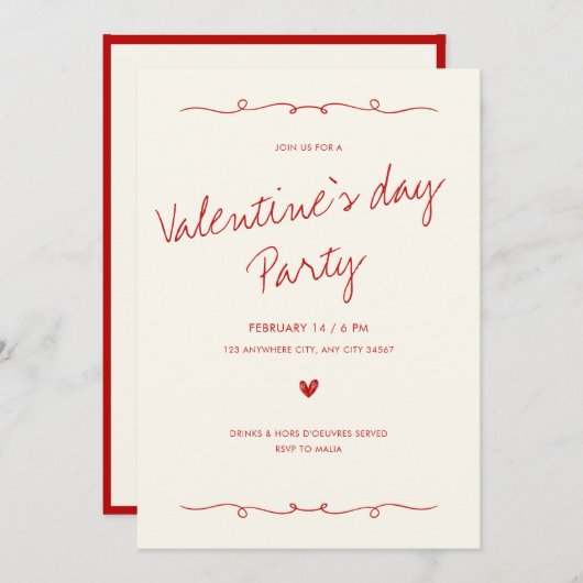 Valentijnsdag Uitnodiging (Voorkant / Achterkant)