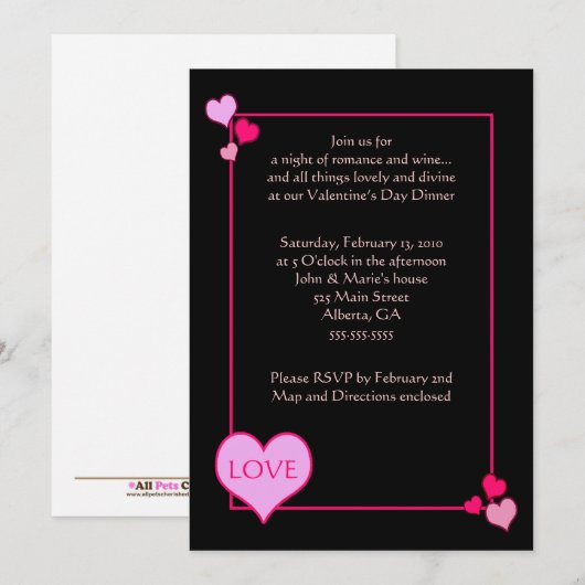 VALENTIJNSDAG: uitnodiging 5 x 7 (Voorkant / Achterkant)