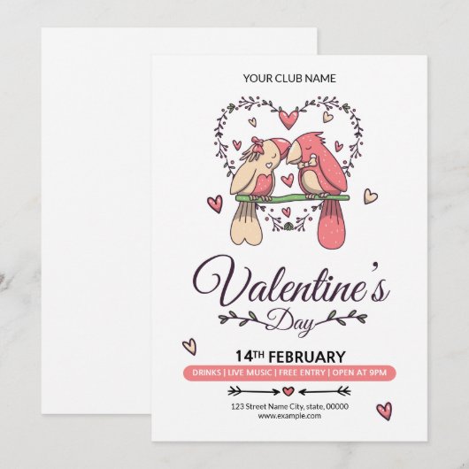 Valentijnsdag Uitnodiging Flyer (Voorkant / Achterkant)