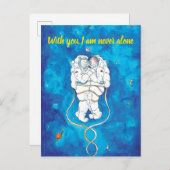 Valentijnsdag Uitnodiging Kaart Astronauten Paar (Voorkant / Achterkant)