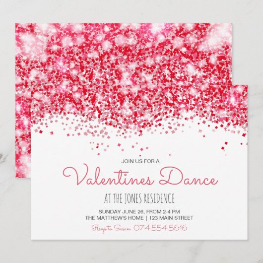 Valentijnsdag uitnodiging, Valentijn dans Kaart (Voorkant / Achterkant)