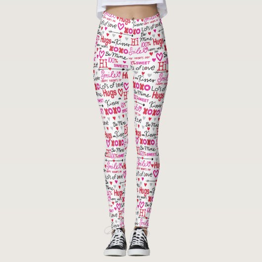 Valentijnsdag Uitspraken Woordcollage Leggings (Voorkant)