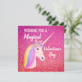 Valentijnsdag Unicorn Magic Pink Glitter Sparkle (Staand voorkant)
