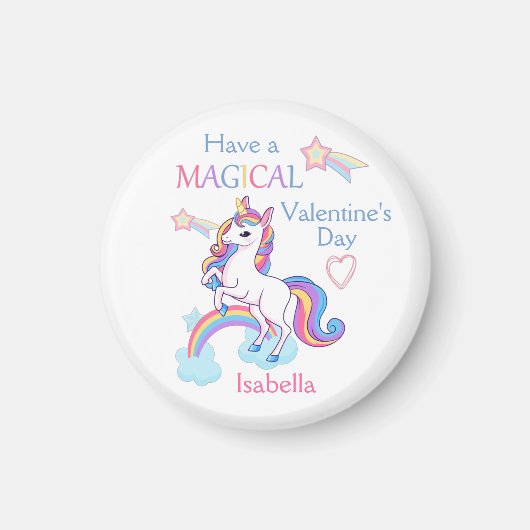 Valentijnsdag Unicorn Pink Magical Magneet (Voorkant)