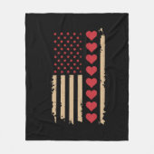 Valentijnsdag US Flag Hearts Fleece Deken (Voorkant)