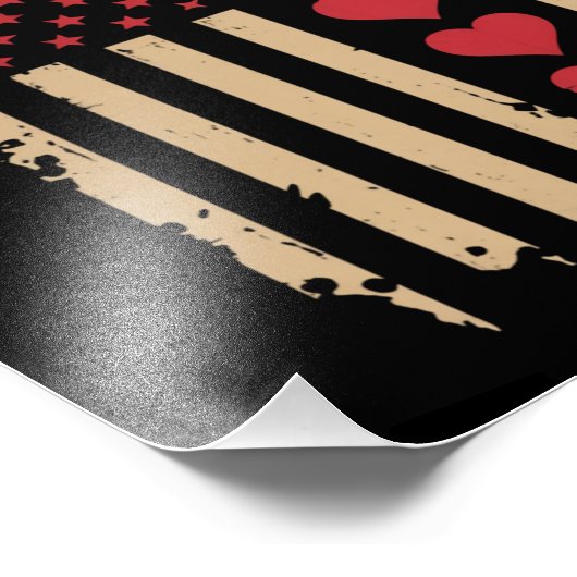 Valentijnsdag US Flag Hearts Foto Afdruk (Hoek)