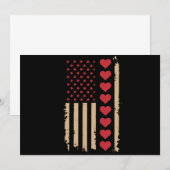 Valentijnsdag US Flag Hearts Kaart (Voorkant / Achterkant)