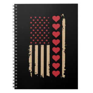 Valentijnsdag US Flag Hearts Notitieboek