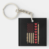 Valentijnsdag US Flag Hearts Sleutelhanger (Voorkant)