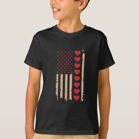 Valentijnsdag US Flag Hearts T-shirt (Voorkant)