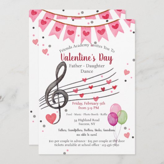 Valentijnsdag Vader Dochter Dance Kaart (Voorkant / Achterkant)