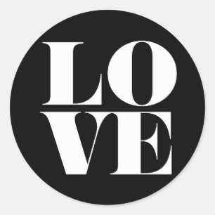 Valentijnsdag van Black and White Love Typography Ronde Sticker