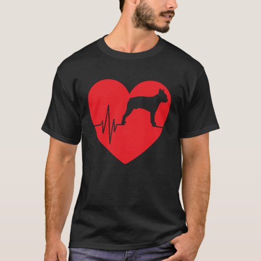Valentijnsdag van boston doodsbange hond t-shirt (Voorkant)