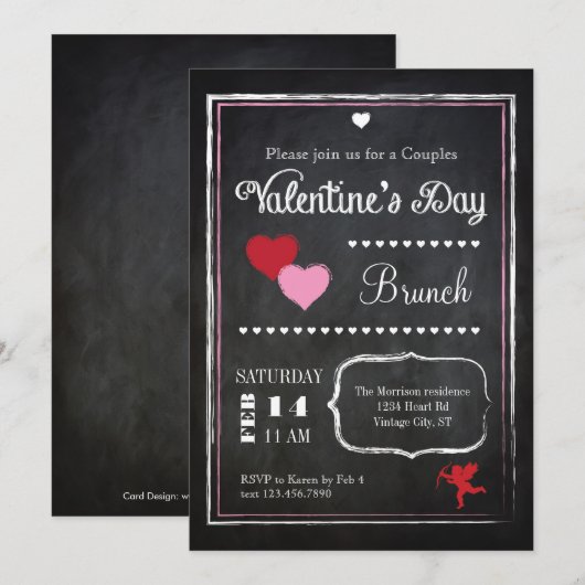  Valentijnsdag van Chalkboard Kaart (Voorkant / Achterkant)