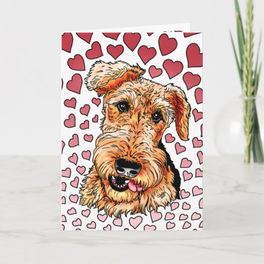 Valentijnsdag van de Harten van Airedale Terrier Feestdagen Kaart (Voorkant)