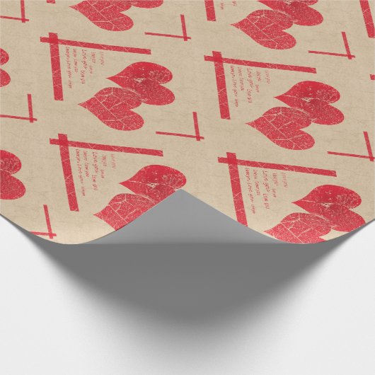 Valentijnsdag van de rode hartslag cadeaupapier (Hoek)