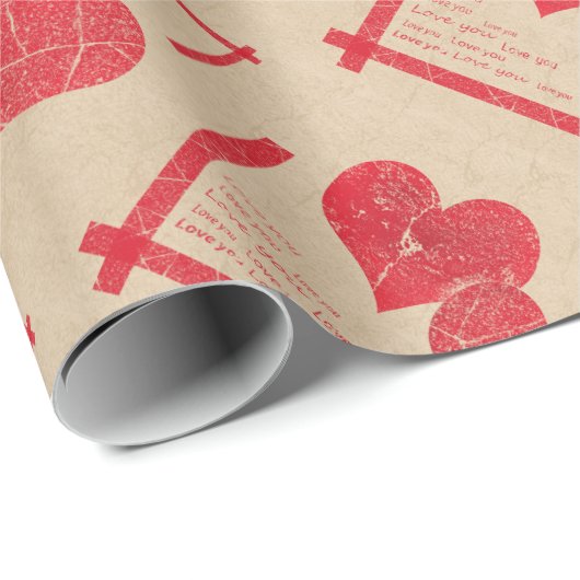 Valentijnsdag van de rode hartslag cadeaupapier (Rol Hoek)