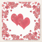 Valentijnsdag van de rode hartslag kartonnen onderzetters (Voorkant)