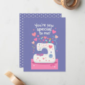 Valentijnsdag van de Schattigee naaimachine Notitiekaartje (Voorkant / Achterkant in situ)