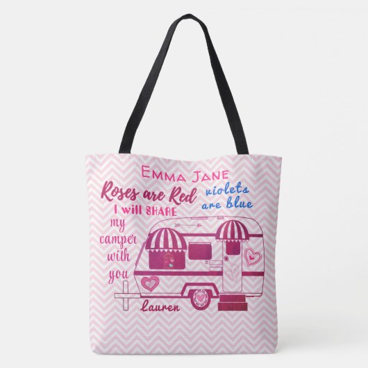 Valentijnsdag van de  travelaanhangwagen tote bag (Achterkant)
