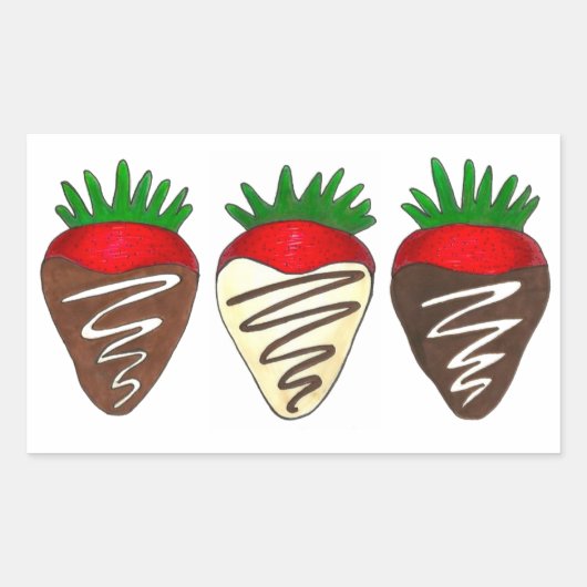Valentijnsdag van door chocolade gedekte aardbeien rechthoekige sticker (Voorkant)
