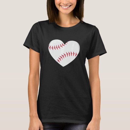 Valentijnsdag van het basisbalkhart voor honkbal t-shirt (Voorkant)