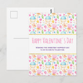 Valentijnsdag van het patroon van de Waterverf van Briefkaart (Voorkant / Achterkant)