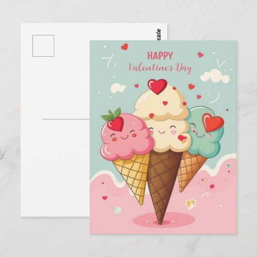 Valentijnsdag van ijscrème achteraf briefkaart (Voorkant / Achterkant)