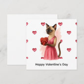 Valentijnsdag van kattenmoeder met rode hart feestdagenkaart (Voorkant / Achterkant)