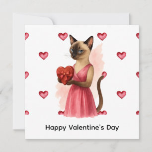 Valentijnsdag van Kattenmoeder met rode hart Feestdagenkaart