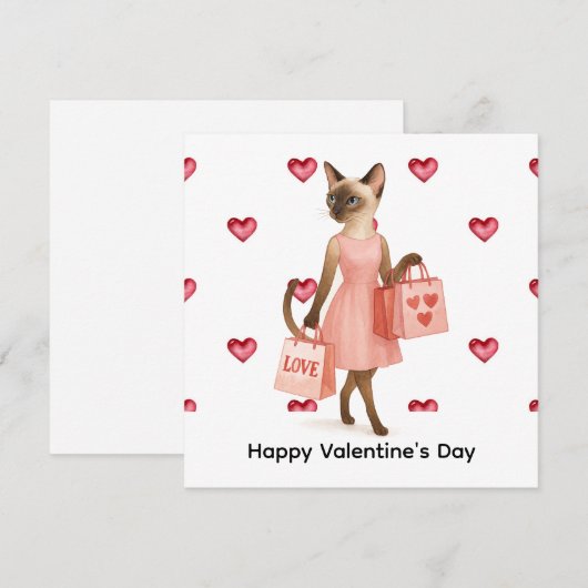 Valentijnsdag van kattenmoeder met rode hart feestdagenkaart (Voorkant / Achterkant)