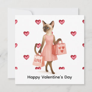 Valentijnsdag van Kattenmoeder met rode hart Feestdagenkaart