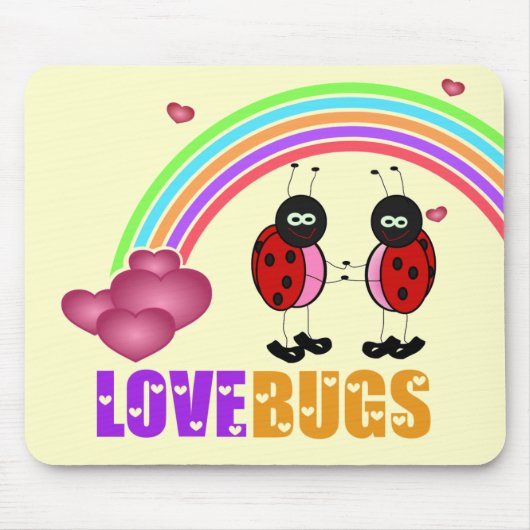 Valentijnsdag van liefdesinsecten Mousepad Muismat (Voorkant)