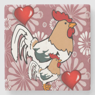 Valentijnsdag van marmer Stone Onderzetter Chicken