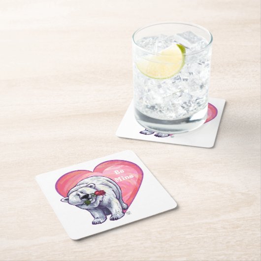 Valentijnsdag van poolBeer Kartonnen Onderzetters (Insitu)